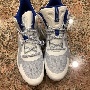 Under Armour Size 13.5:Men's Command MC Mid Lacrosse/Football Cleats White/Royal